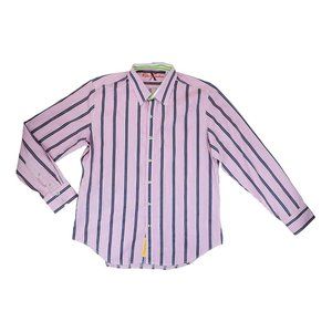Robert Graham‎ Shirt Mens XL Pink Striped X Collection Designer Casual